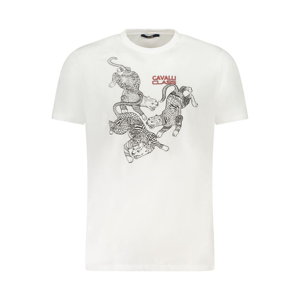 Cavalli Class White Cotton Men T-Shirt CA-36716-M
