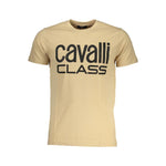 Cavalli Class Beige Cotton T-Shirt CA-28571-XL