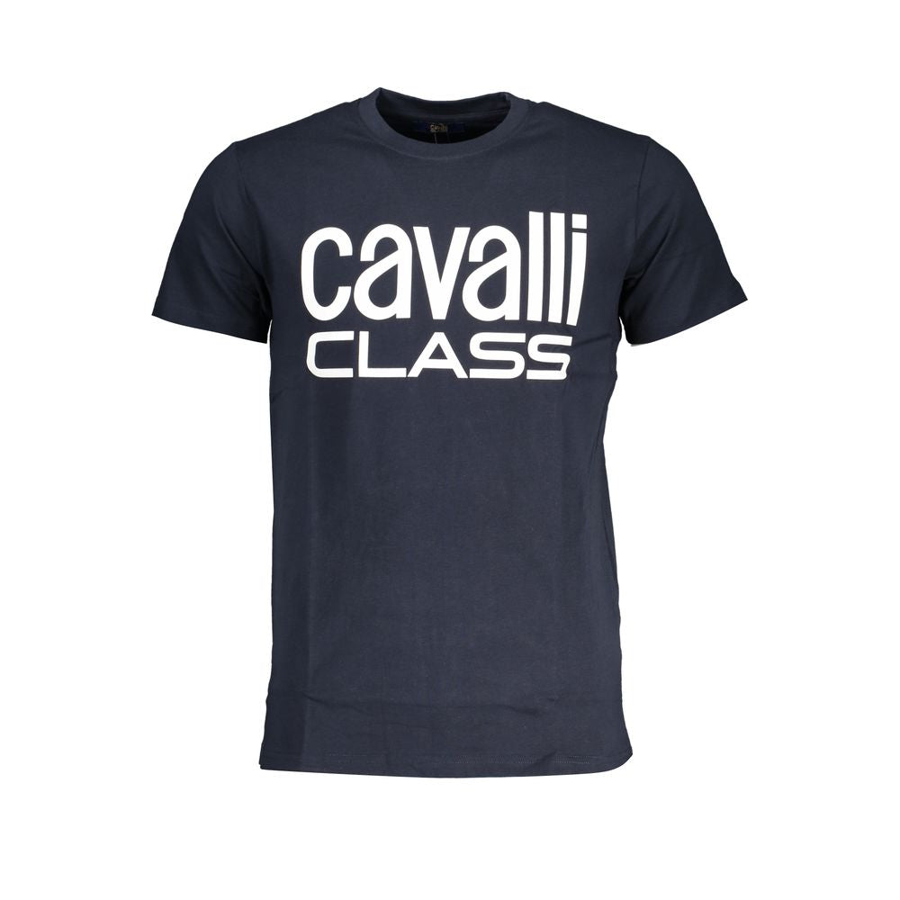 Cavalli Class Blue Cotton T-Shirt CA-28636-XL