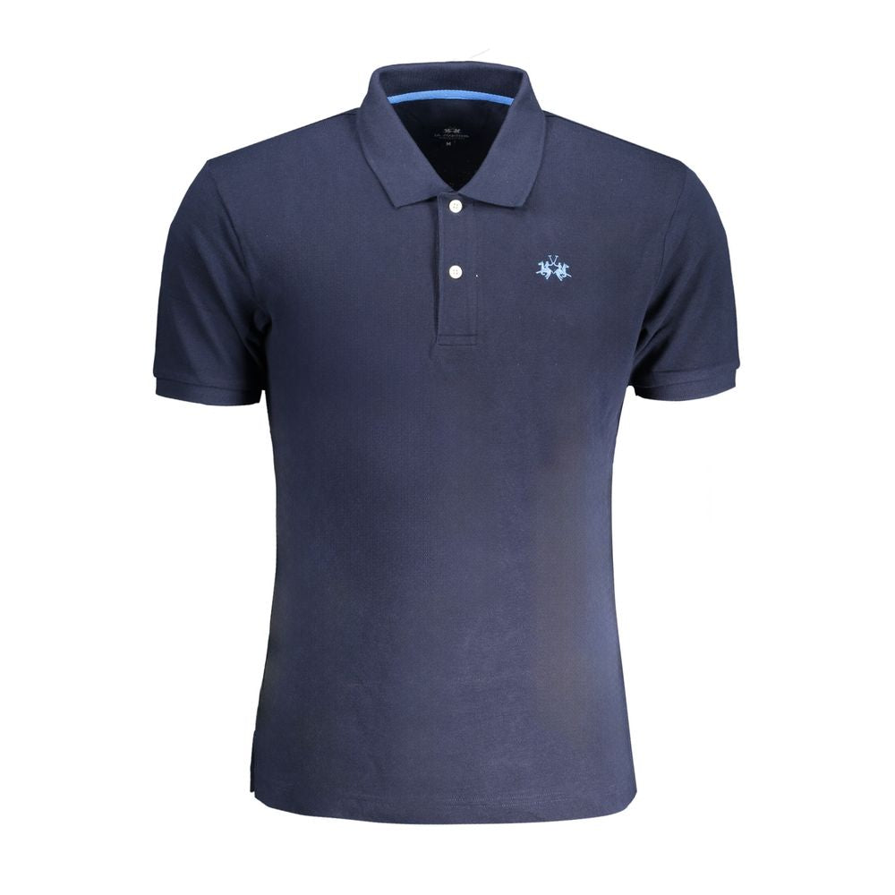 La Martina Blue Cotton Polo Shirt LA-30462-S