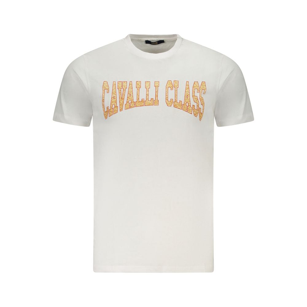 Cavalli Class White Cotton Men T-Shirt CA-36701-M