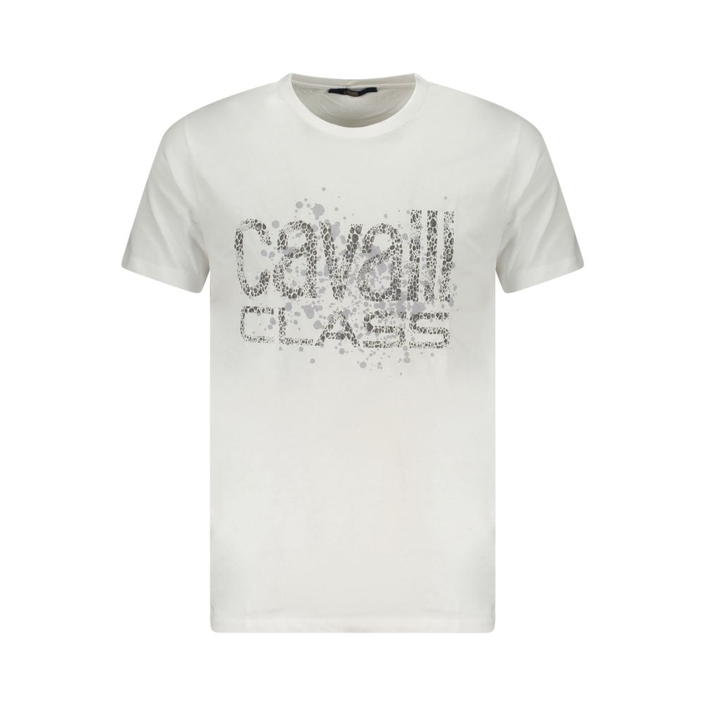 Cavalli Class White Cotton Men T-Shirt CA-36674-M