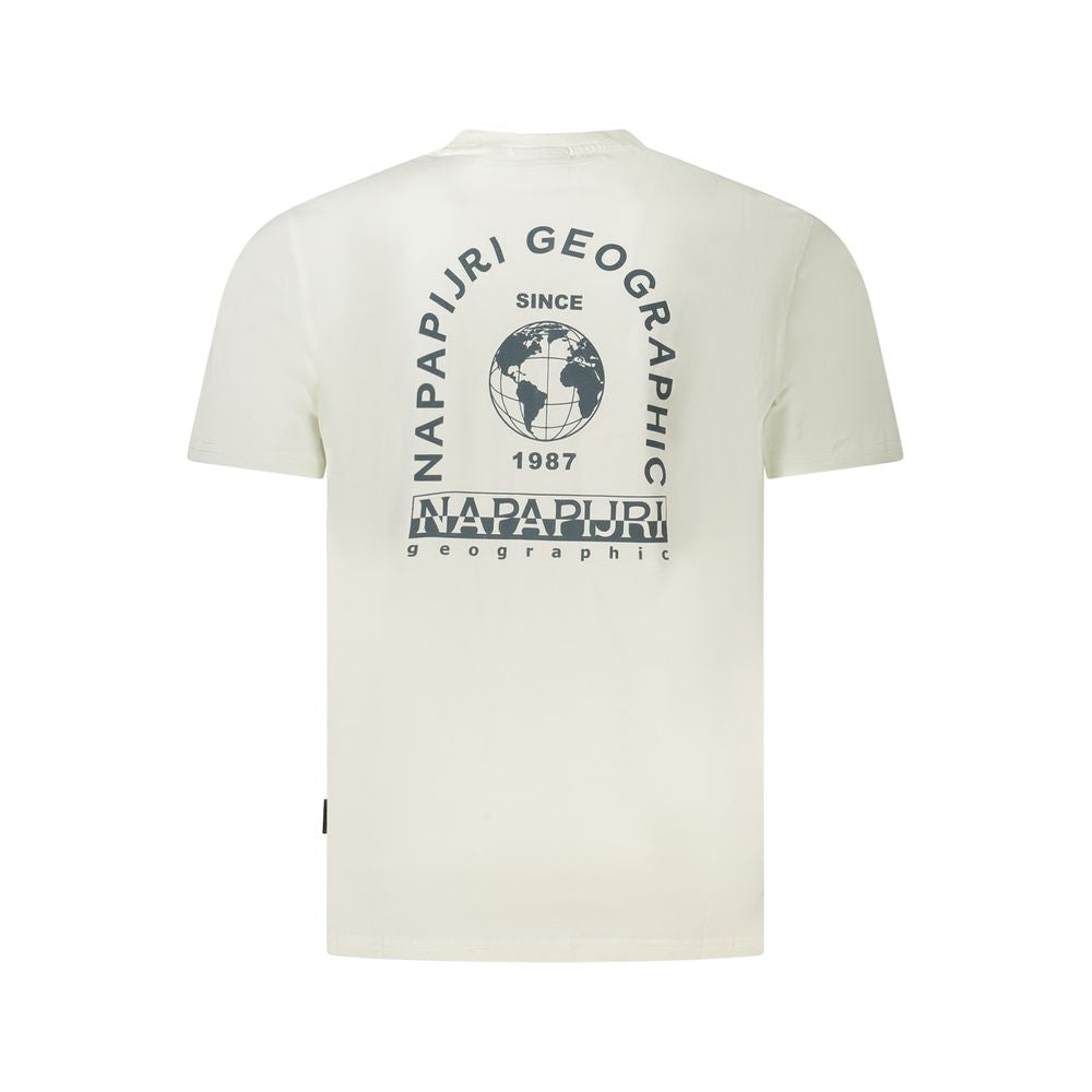 Napapijri White Cotton Men T-Shirt with back print and logo for modern fashion trendsetters.