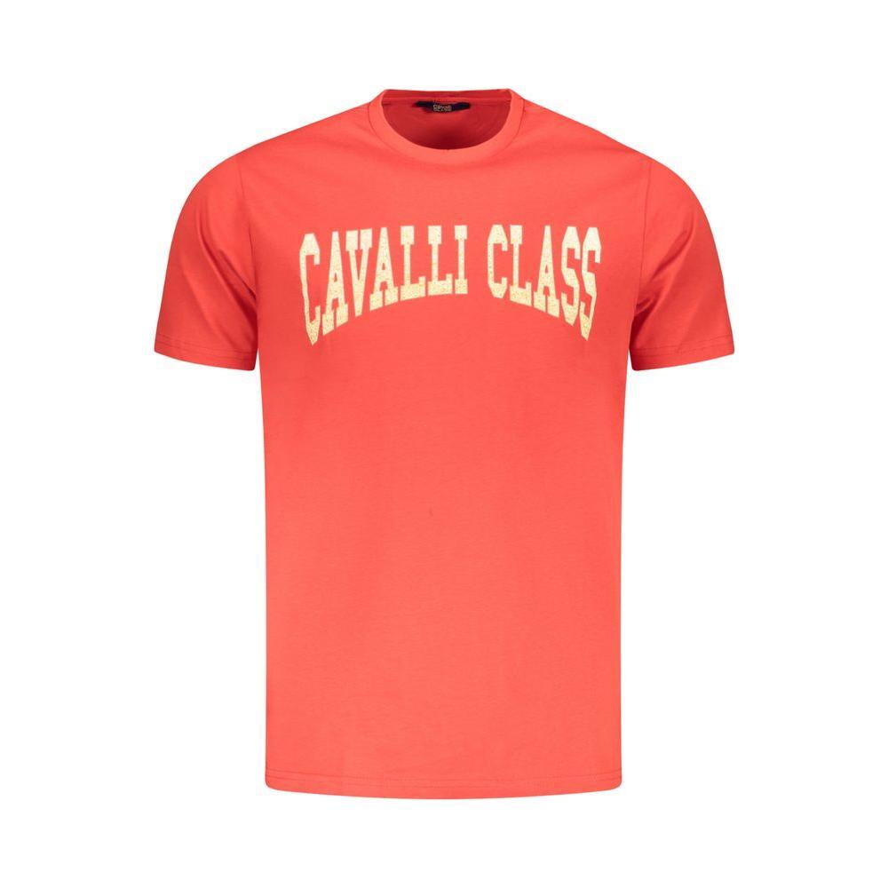 Cavalli Class Red Cotton Men T-Shirt CA-36711-XL