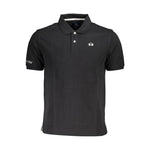 La Martina Black Cotton Men Polo Shirt LA-37506-M