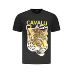 Cavalli Class Black Cotton Men T-Shirt CA-36656-M