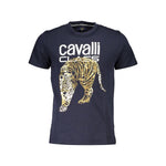 Cavalli Class Blue Cotton Men T-Shirt CA-36996-XL