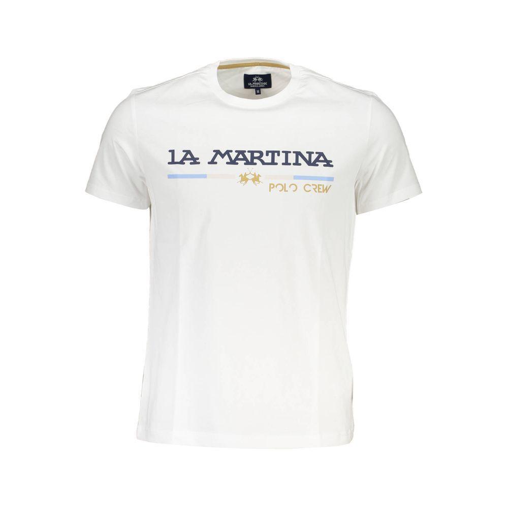 La Martina White Cotton Men T-Shirt LA-37347-XL