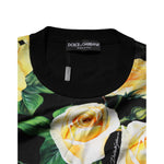 Dolce & Gabbana Black Silk Floral Crew Neck Pullover Sweater TSH906921-48
