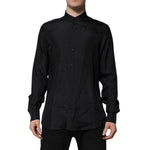 Dolce & Gabbana Dark Blue Silk MARTINI Men Formal Dress Shirt TSH906767-41