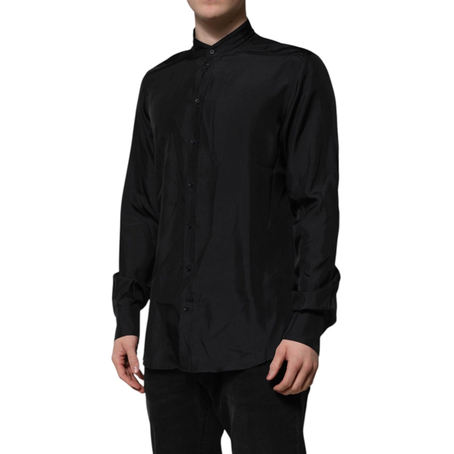 Dolce & Gabbana Dark Blue Silk MARTINI Men Formal Dress Shirt TSH906767-41