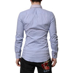 Dolce & Gabbana Blue Cotton SICILIA Long Sleeves Dress Shirt TSH906772-37