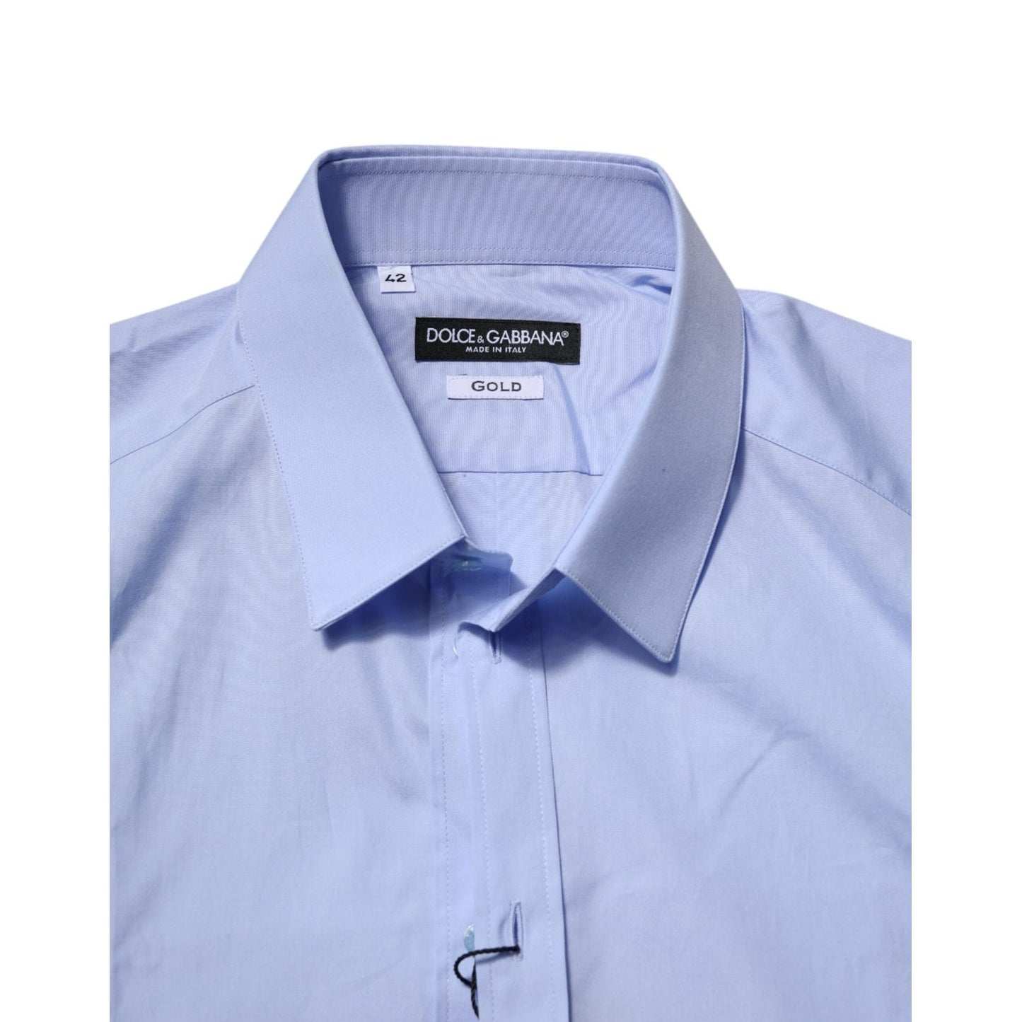Dolce & Gabbana Blue Cotton GOLD Long Sleeves Dress Shirt TSH906774-42