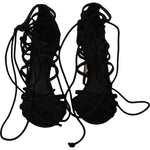 Dolce & Gabbana Black Suede Strap Stilettos Sandals LA5958-36.5