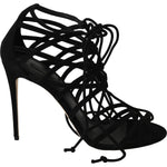 Dolce & Gabbana Black Suede Strap Stilettos Sandals LA5958-36.5