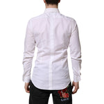 Dolce & Gabbana White Cotton GOLD Long Sleeves Dress Shirt TSH906805-37