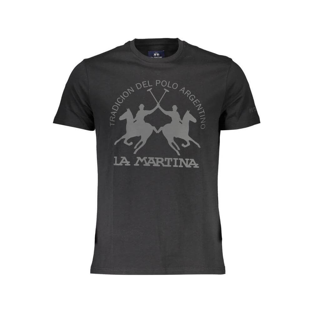 La Martina Black Cotton Men T-Shirt LA-37980-M