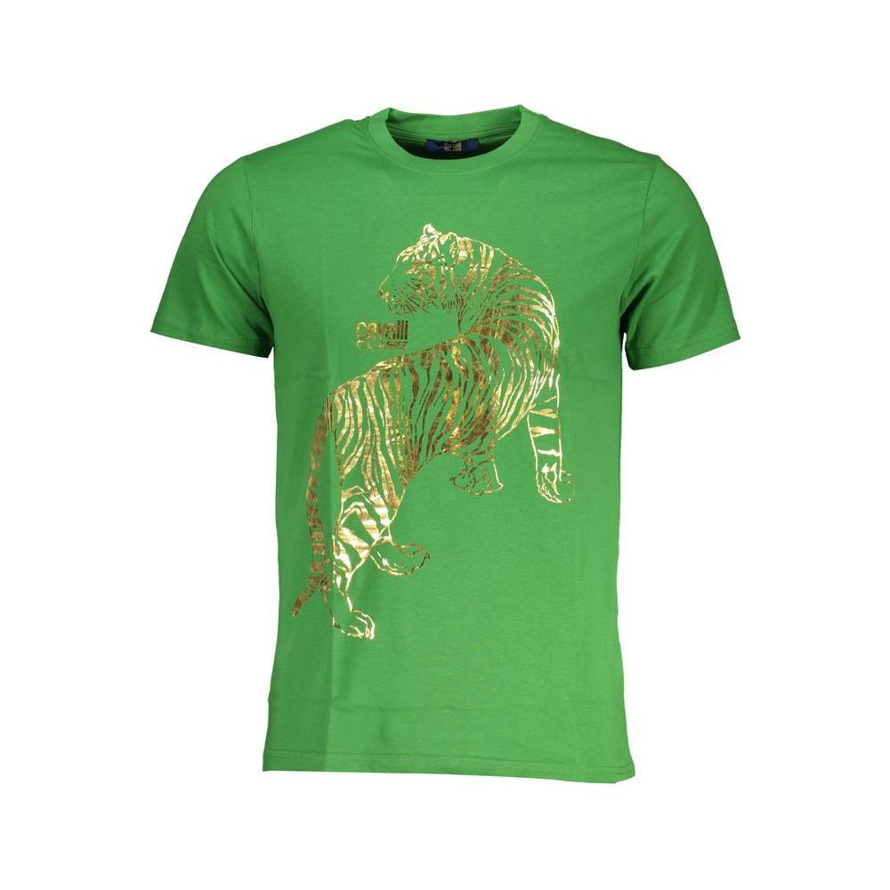 Cavalli Class Green Cotton T-Shirt CA-28487-M