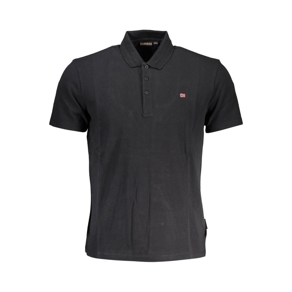Napapijri Black Cotton Men Polo Shirt NA-36845-S