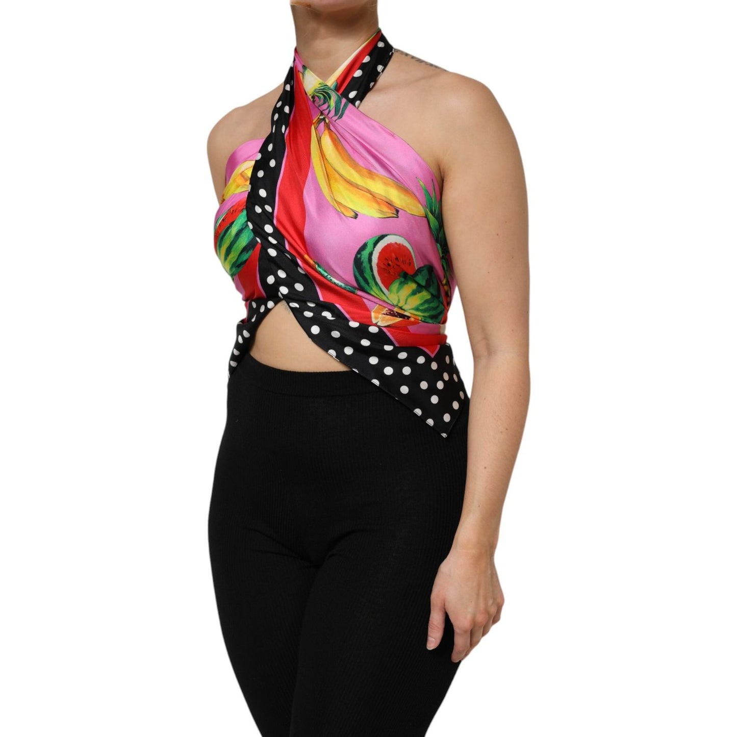 Dolce & Gabbana Multicolor Halter Party Evening Cropped Top THS90414-40