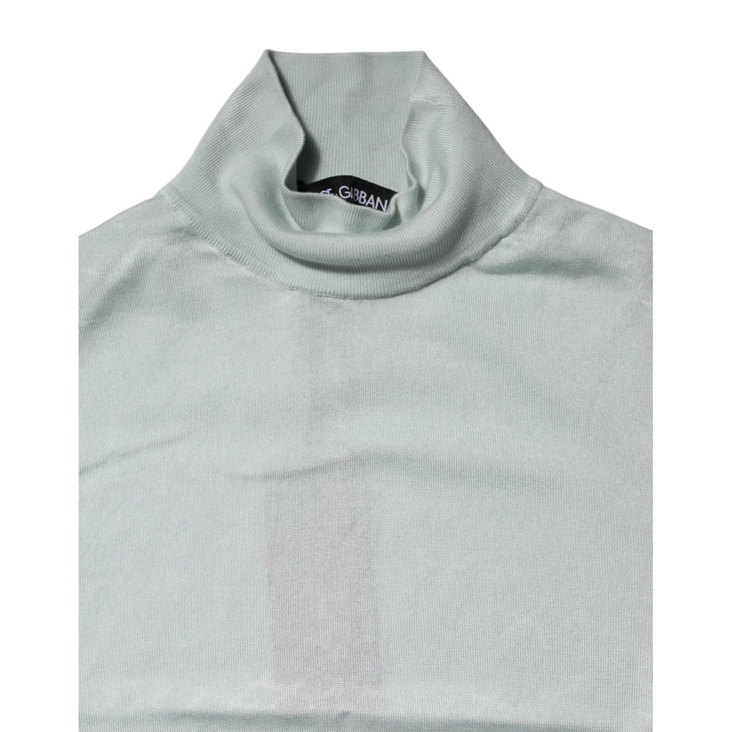 Dolce & Gabbana Light Green Silk Turtleneck 3/4 Sleeves Top TSH906754-38
