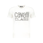 Cavalli Class White Cotton Men T-Shirt CA-36683-M