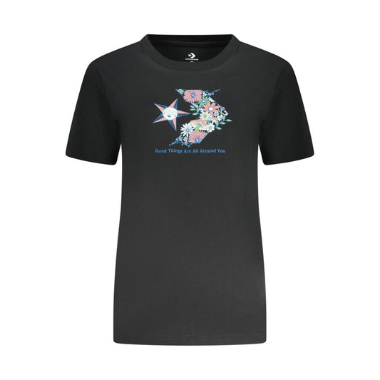 Converse Black Cotton Women T-Shirt
