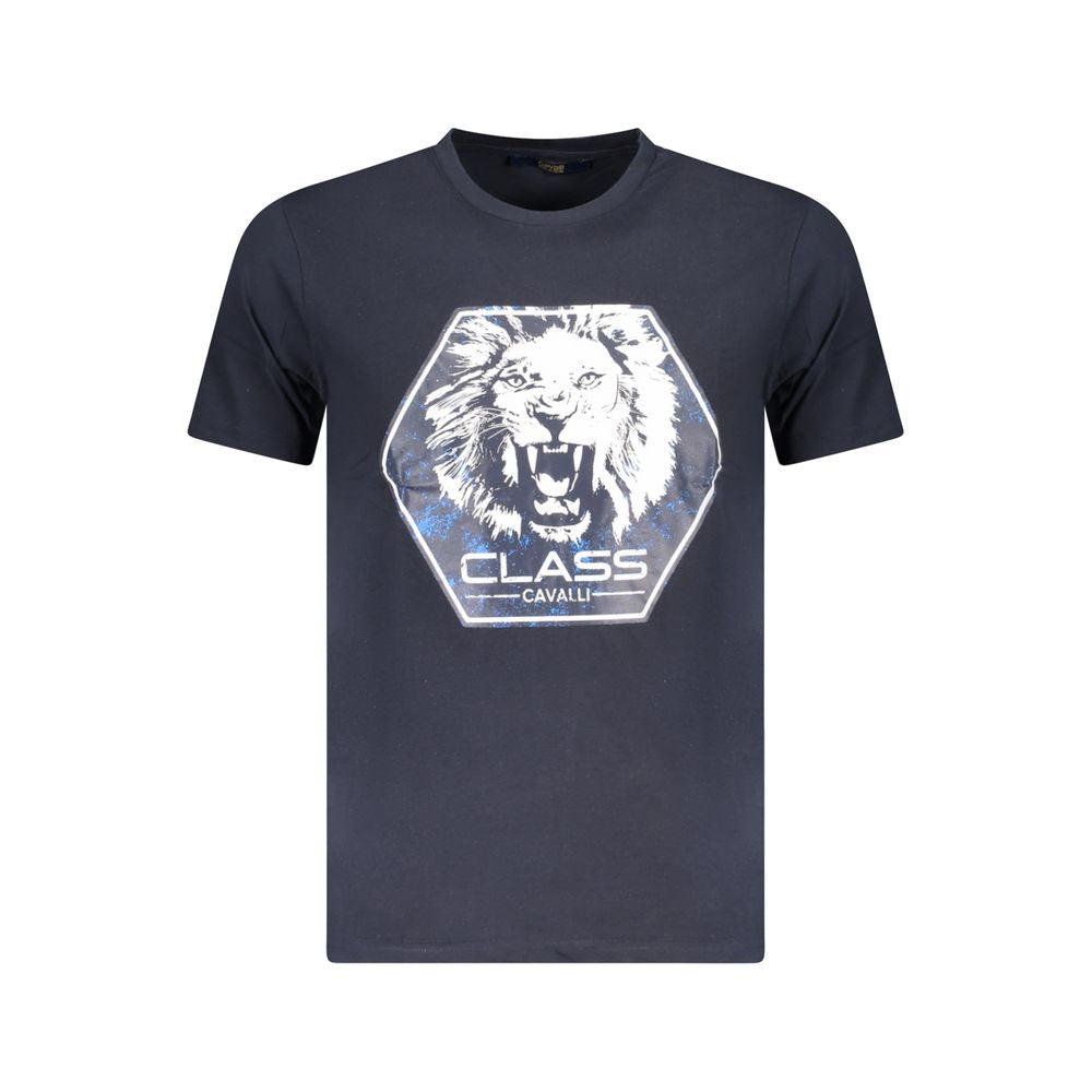 Cavalli Class Blue Cotton Men T-Shirt CA-36704-L