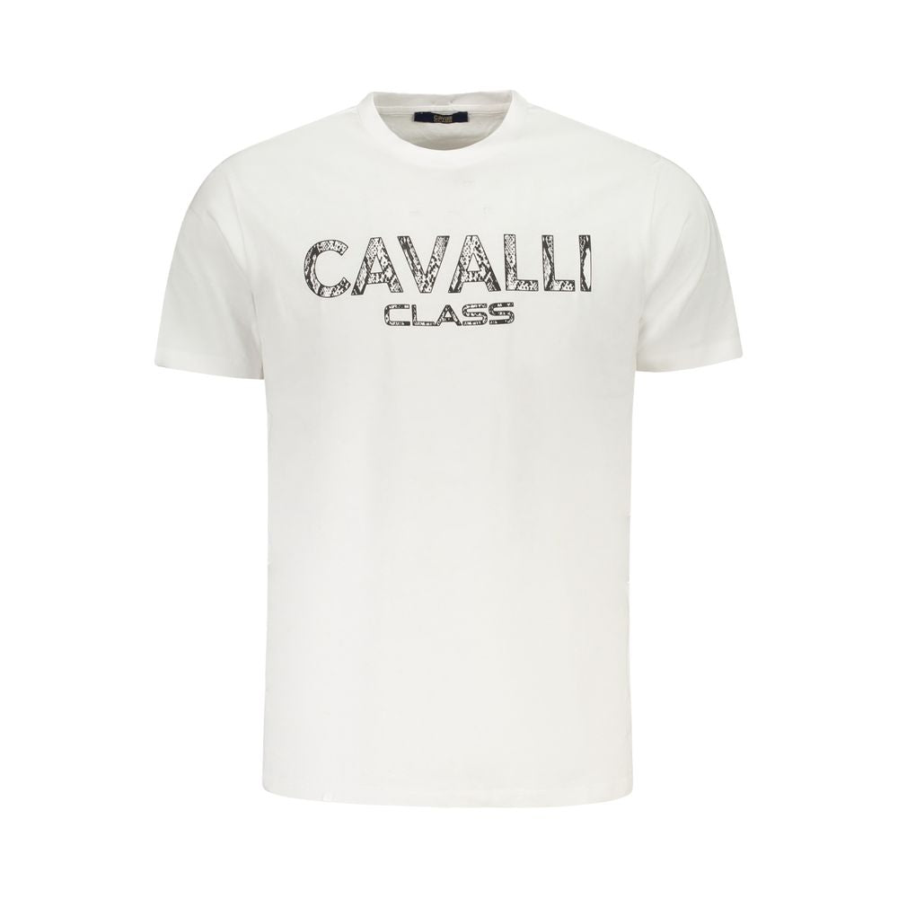Cavalli Class White Cotton Men T-Shirt CA-36636-M
