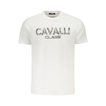 Cavalli Class White Cotton Men T-Shirt CA-36636-M