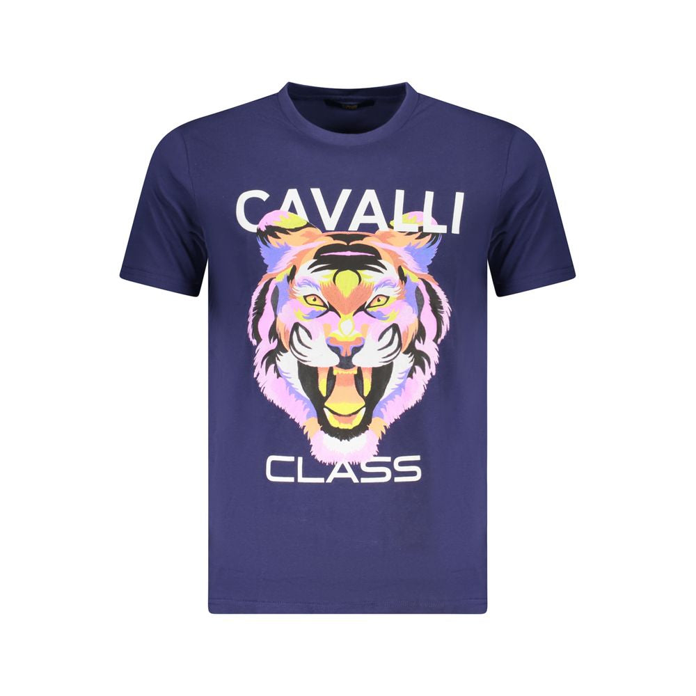 Cavalli Class Blue Cotton Men T-Shirt CA-36685-M