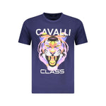 Cavalli Class Blue Cotton Men T-Shirt CA-36685-M