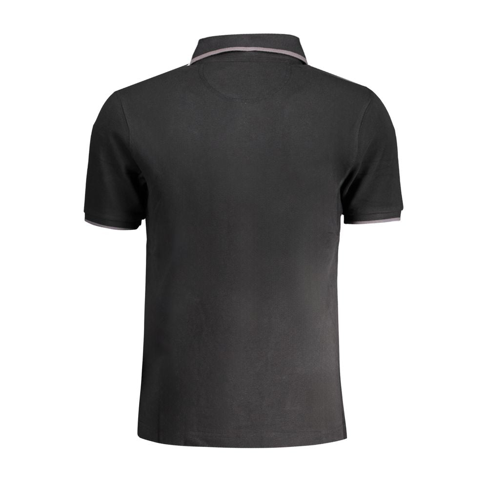 La Martina Black Cotton Men Polo Shirt LA-37808-M