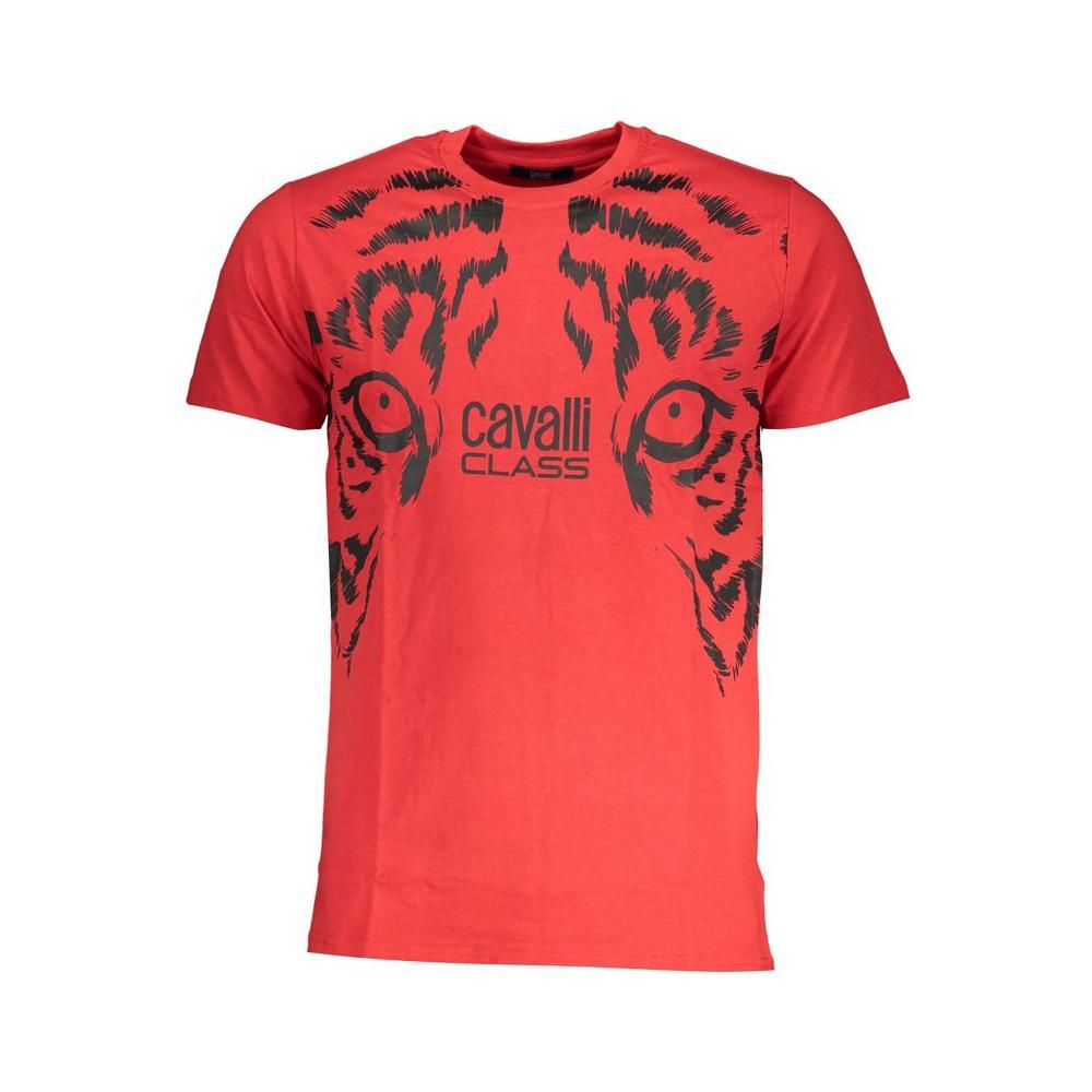 Cavalli Class Red Cotton T-Shirt CA-28605-M