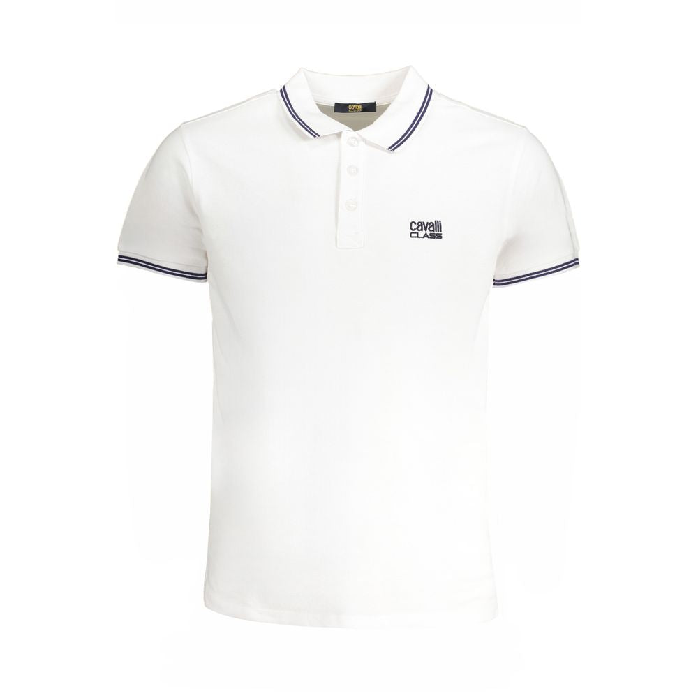 Cavalli Class White Cotton Polo Shirt CA-31314-M
