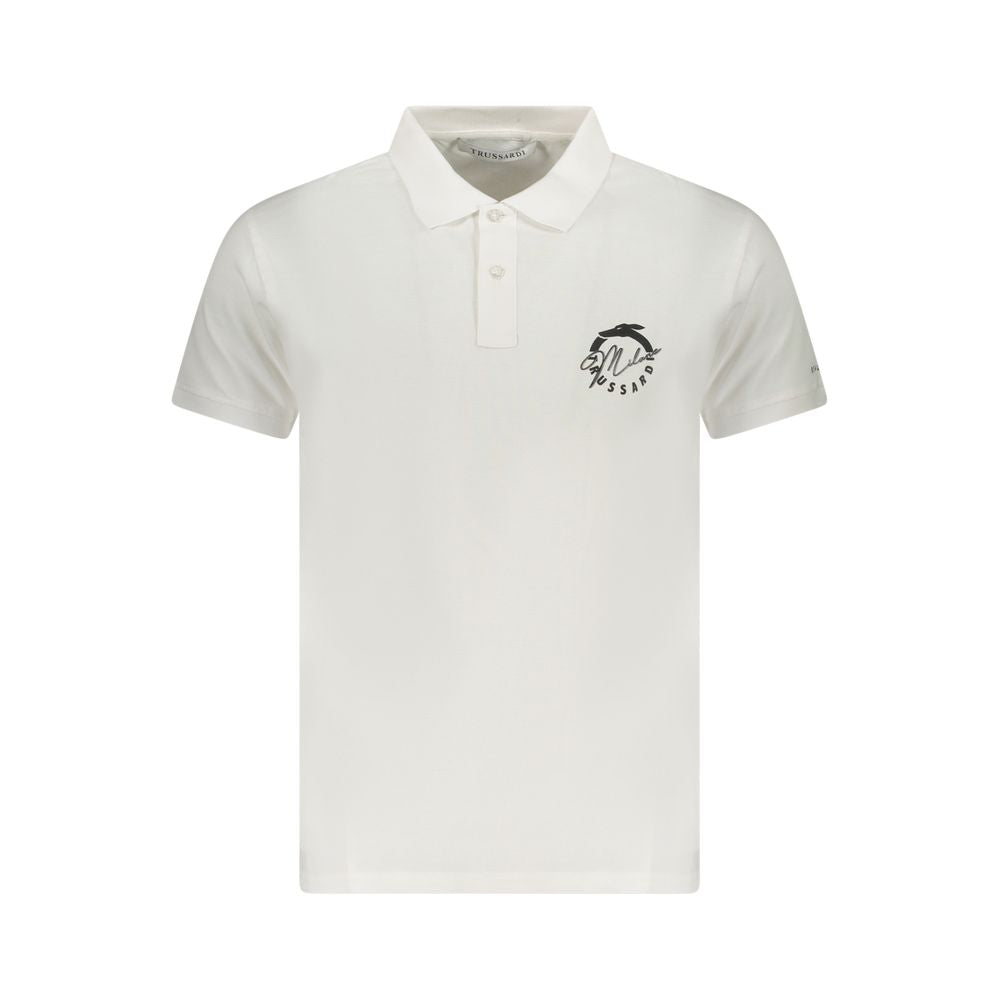 Trussardi White Cotton Men Polo Shirt TR-36629-XXL
