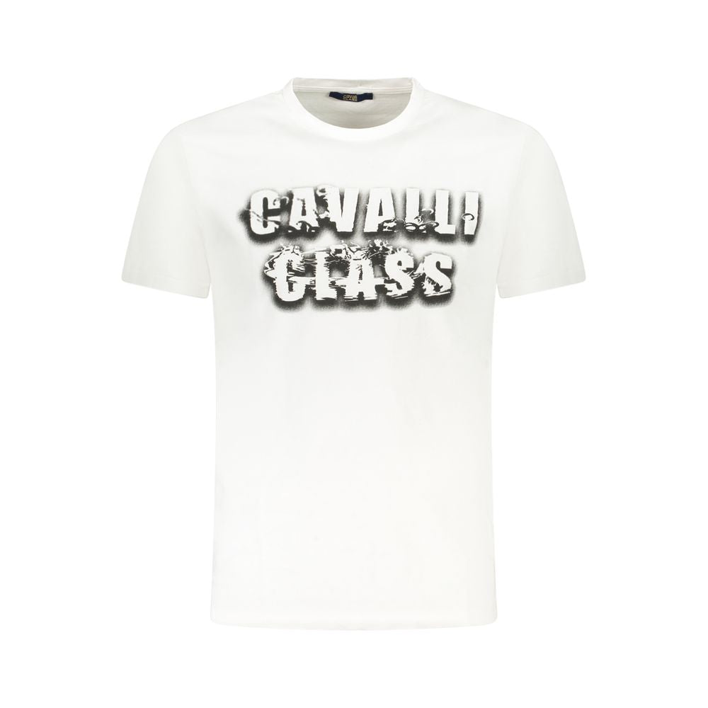 Cavalli Class White Cotton Men T-Shirt CA-36645-M
