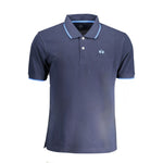 La Martina Blue Cotton Men Polo Shirt LA-38015-M