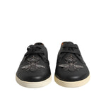 Dolce & Gabbana Black Leather Bee Crown Low Top Sneakers Shoes MV7320-42
