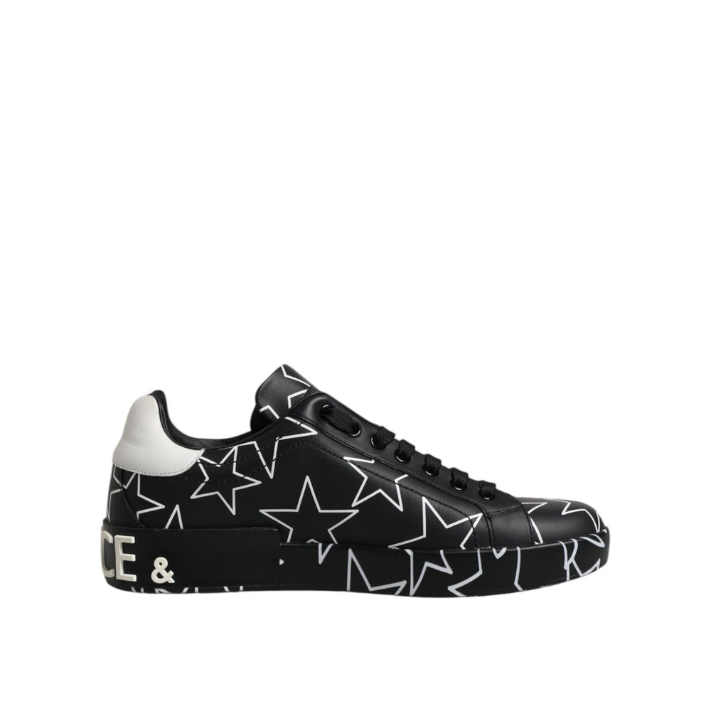 Dolce & Gabbana Black White Stars Low Top Men Sneakers Shoes