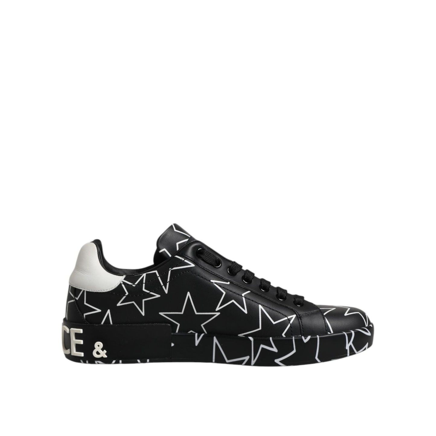 Dolce & Gabbana Black White Stars Low Top Men Sneakers Shoes