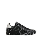 Dolce & Gabbana Black White Stars Low Top Men Sneakers Shoes