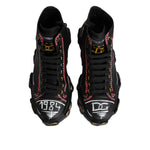 Dolce & Gabbana Black Leather Logo High Top Sneakers Shoes MV7350-43