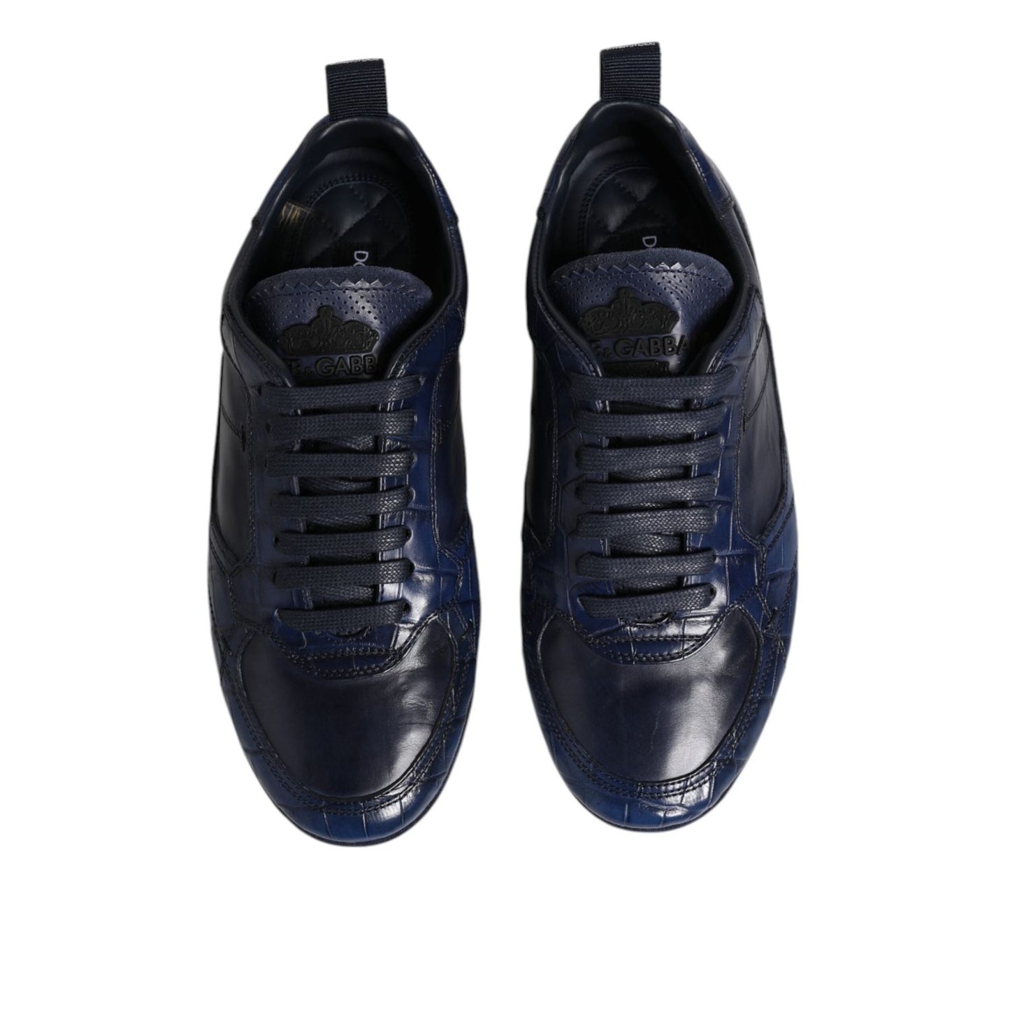 Dolce & Gabbana Dark Blue Leather Low Top Men Sneakers Shoes MV7352-40