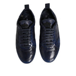 Dolce & Gabbana Dark Blue Leather Low Top Men Sneakers Shoes MV7352-40