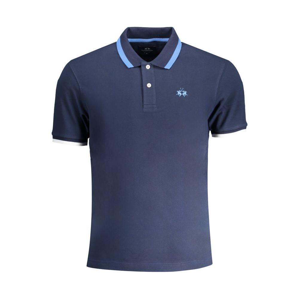 La Martina Blue Cotton Polo Shirt LA-30444-S