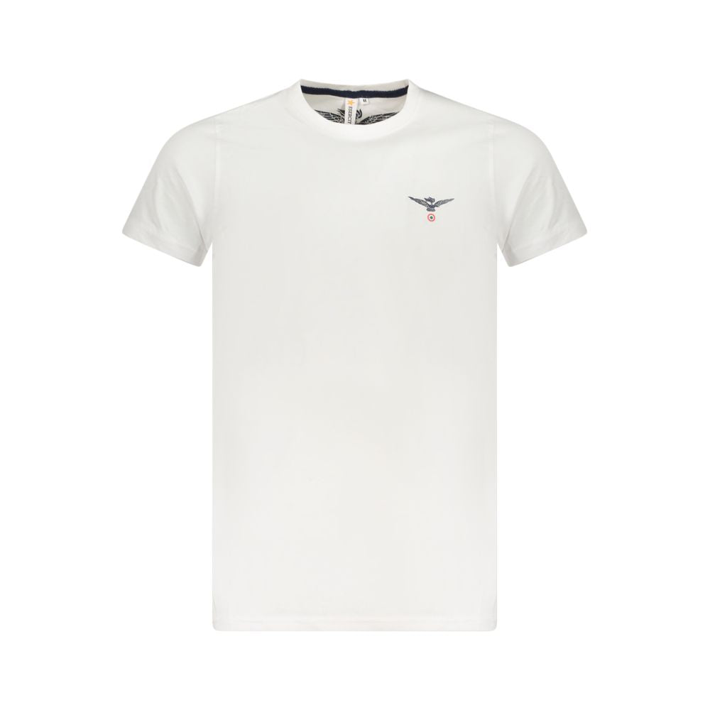 Accademia Militare white cotton t-shirt with eagle ball logo, short sleeves, crew neck, and print design.