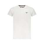 Accademia Militare white cotton t-shirt with eagle ball logo, short sleeves, crew neck, and print design.