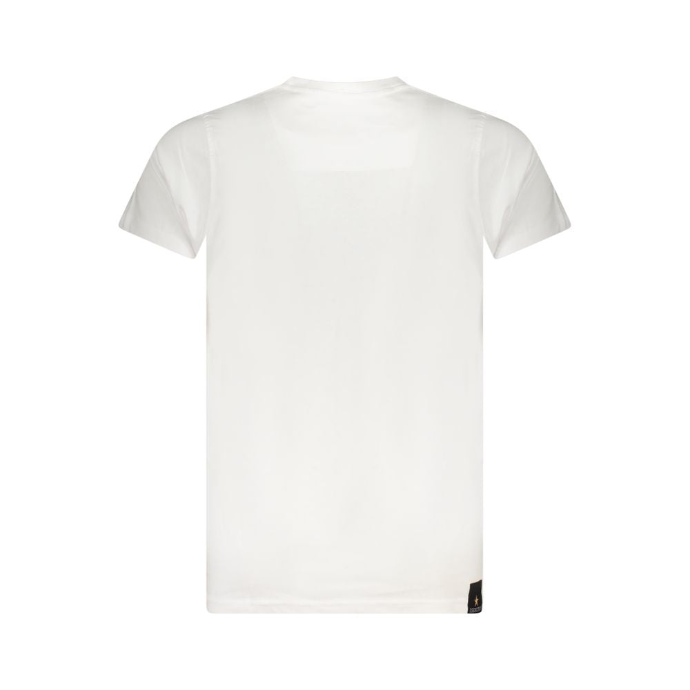 Back view of Accademia Militare white cotton T-shirt, short sleeves, crew neck, with eagle ball print and logo detail.