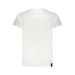 Back view of Accademia Militare white cotton T-shirt, short sleeves, crew neck, with eagle ball print and logo detail.